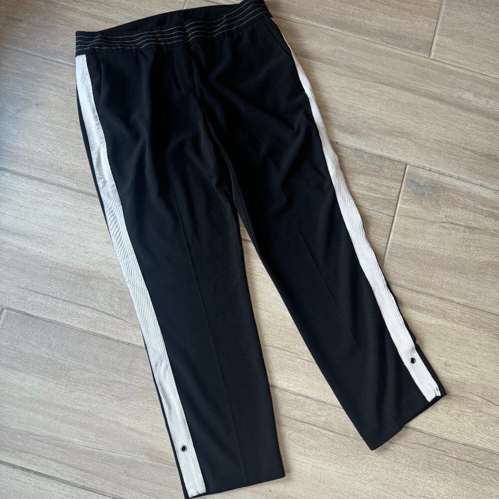 Belle Vere Black Dress Pants w/ White Side Stripe – Women’s Size 8